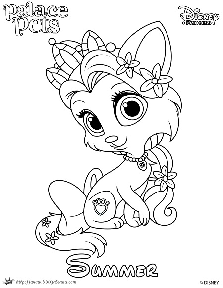Free coloring page featuring summer from disneys princess palace pets â