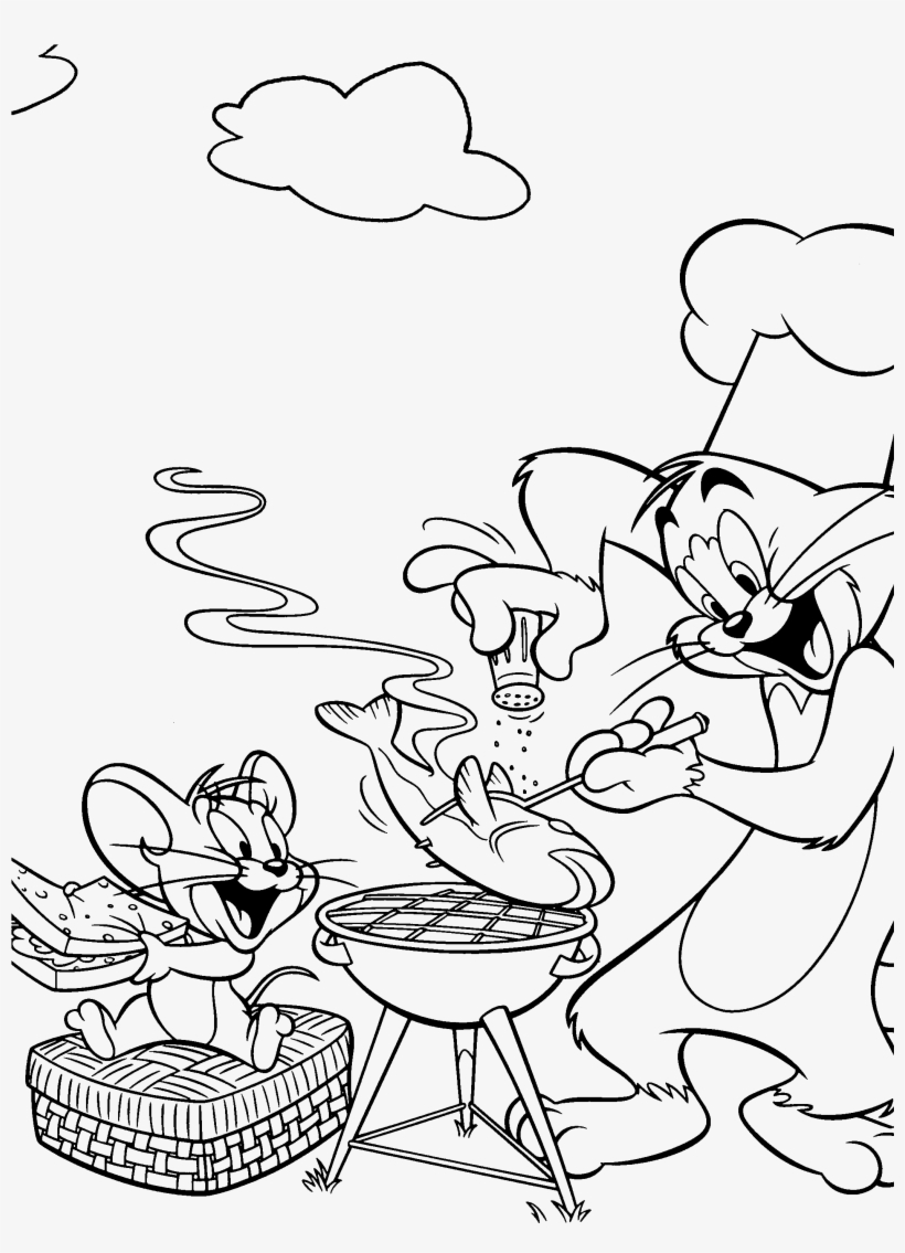 Tom and jerry was cooking fish coloring pages tom and