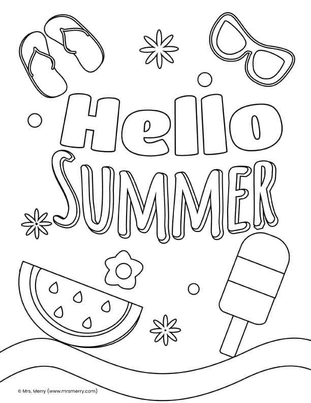 Fun summer coloring pages for kids mrs merry