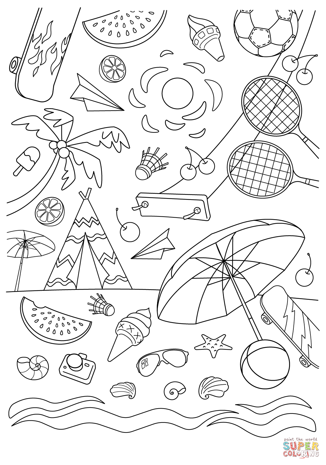 Summer activities coloring page free printable coloring pages
