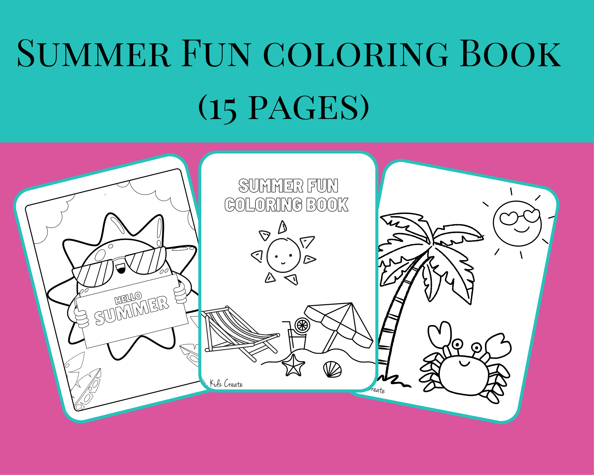 Summer fun coloring book for kids pages