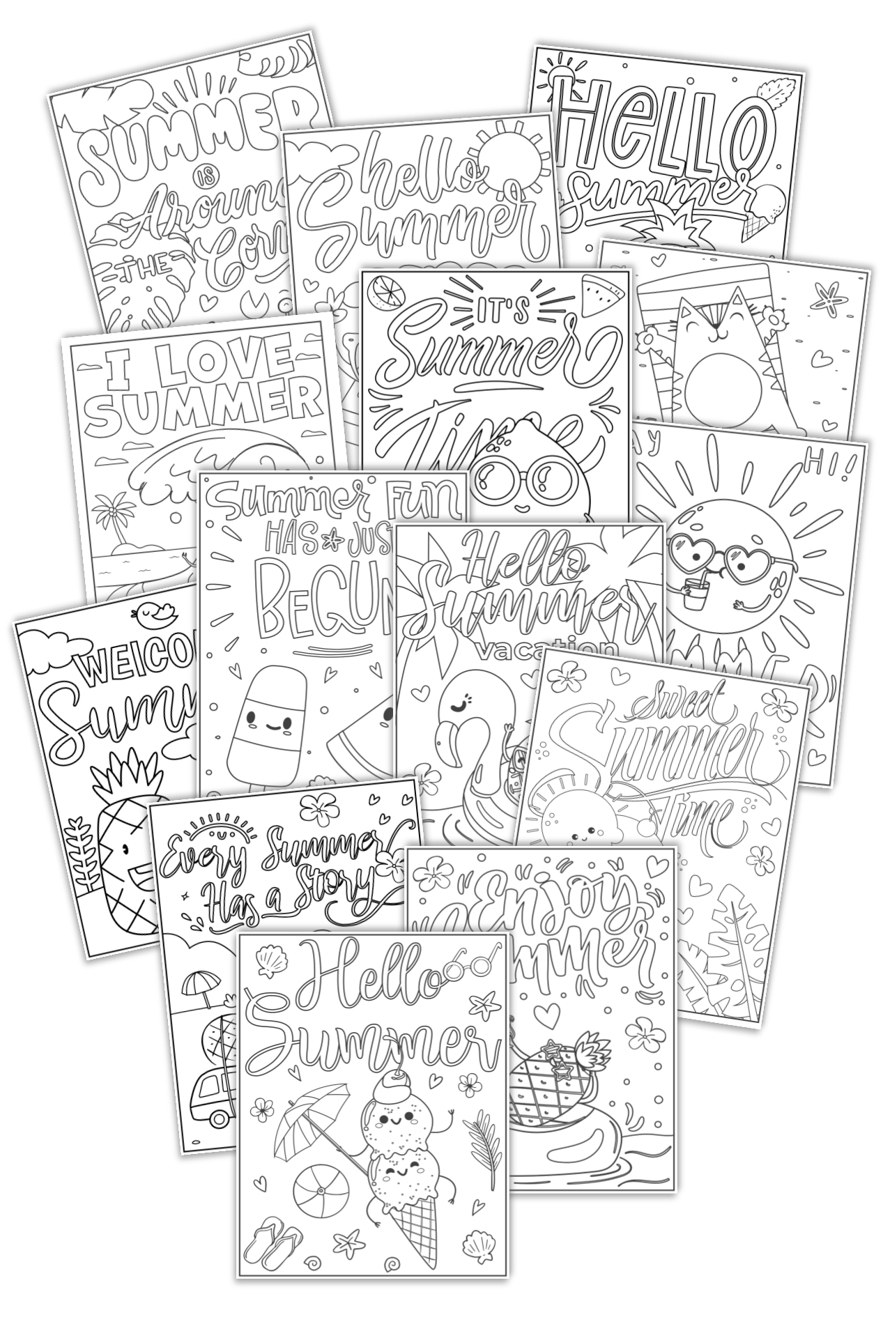 Summer fun coloring book pages â roaming willow designs