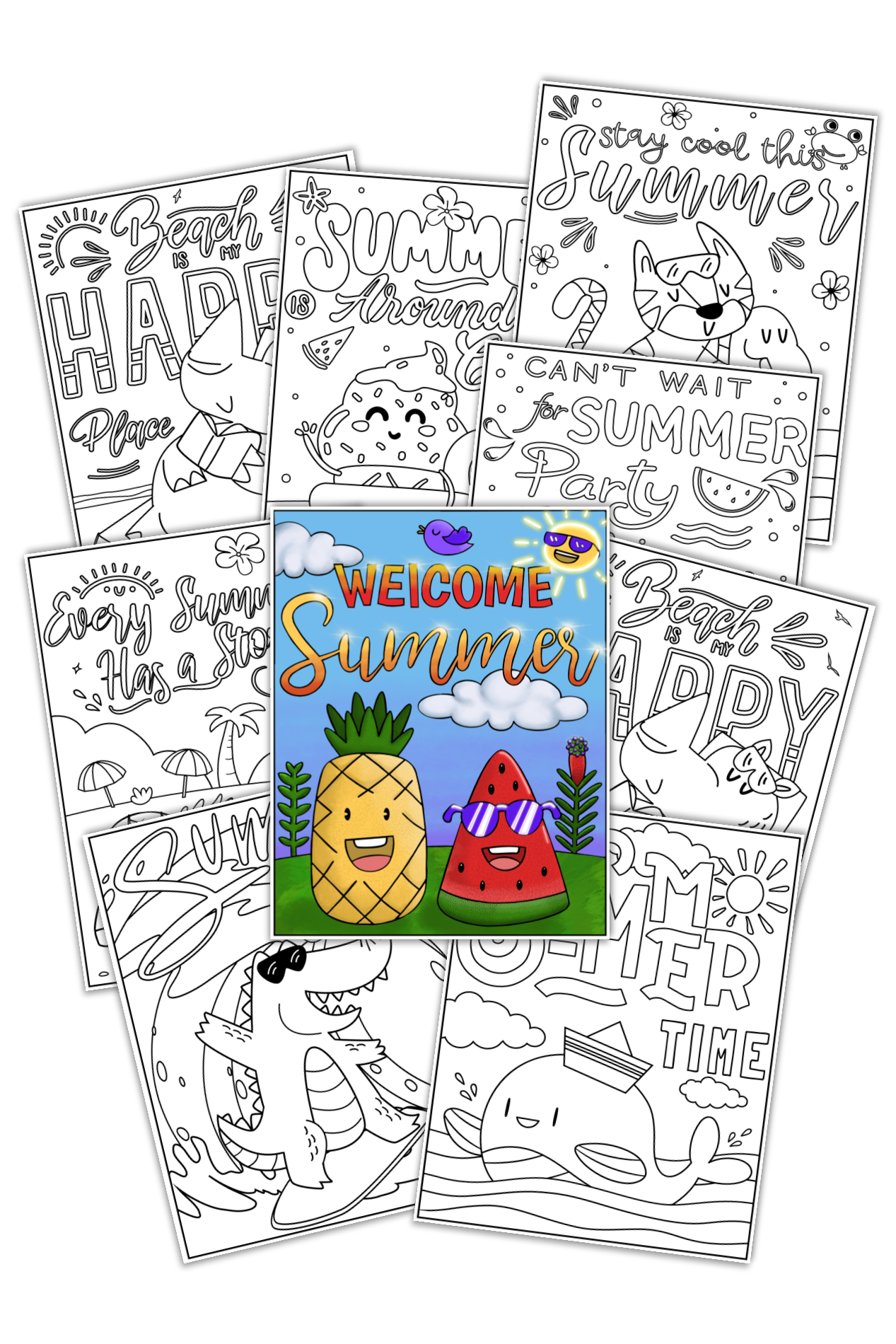 Summer fun coloring book pages â roaming willow designs
