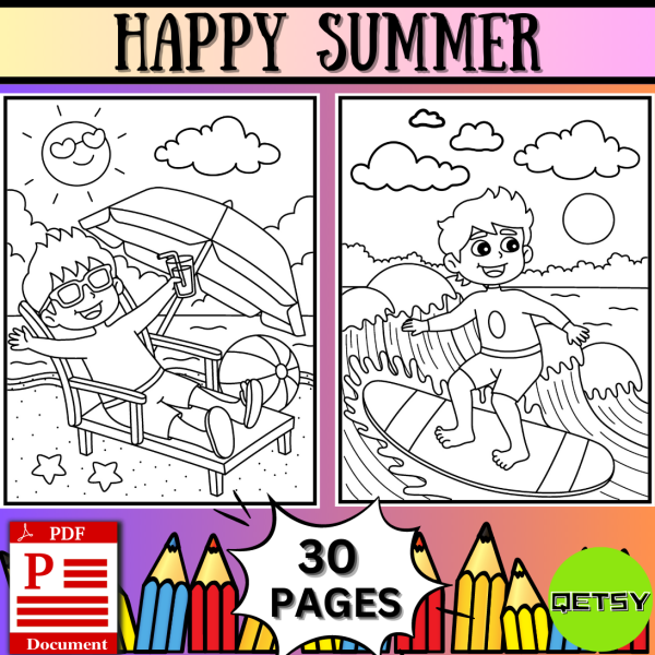 Summer vibes happy coloring pages fun activity