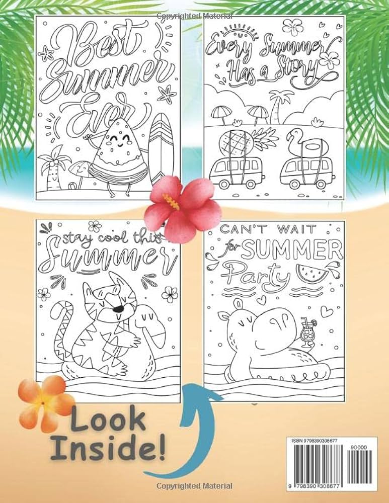 Summer loring book for kids summer fun loring pages including cute animals and fruits that are surfing swimming building sandcastles and more creations curly kiddo books