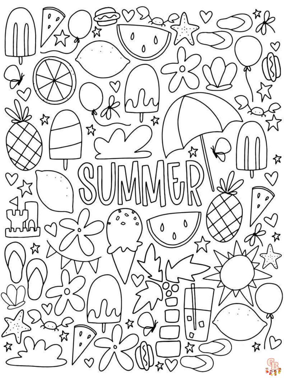 Summer coloring pages free and printable for kids and adults