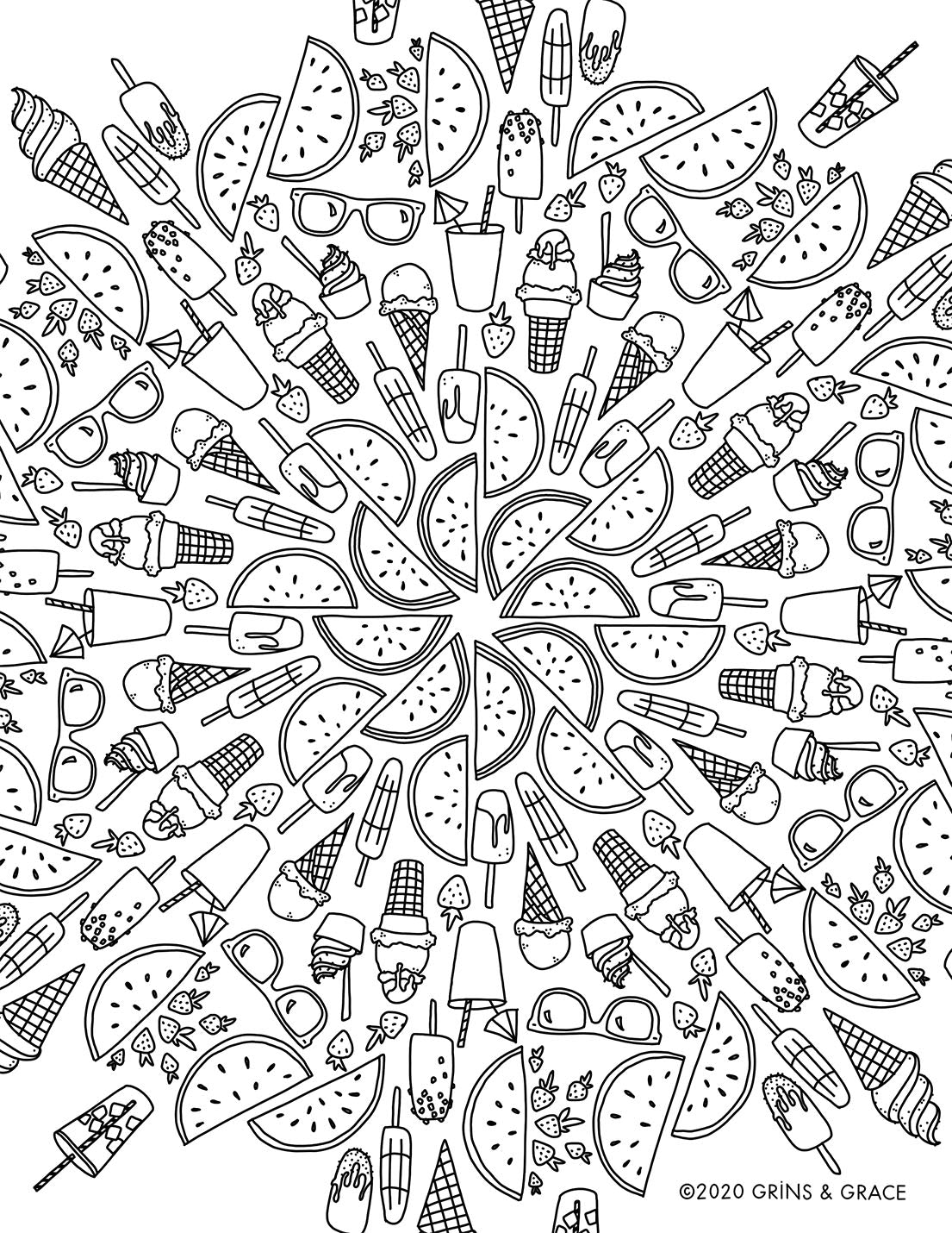 Summer fun freebie coloring pages by grins grace