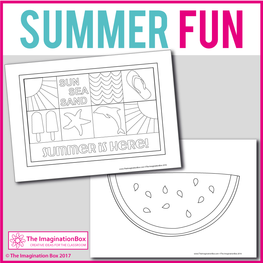 Summer themed coloring pages end of year art activities