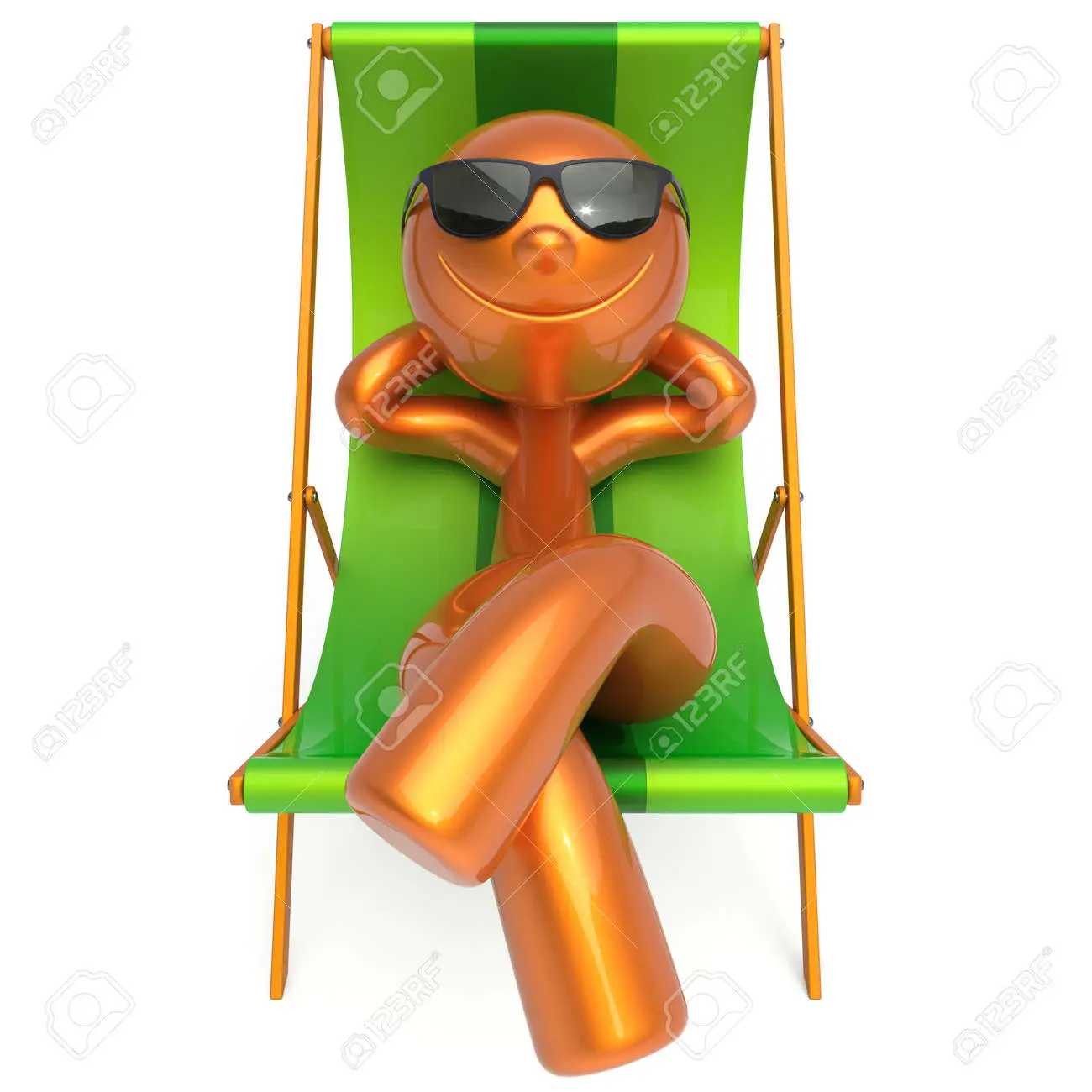 Man beach deck chair sunglasses smiling relaxing summer cartoon character chilling stylized person sun lounger tourist sunbathing rest outdoor vacation lifestyle travel destination d illustration stock photo picture and royalty free image