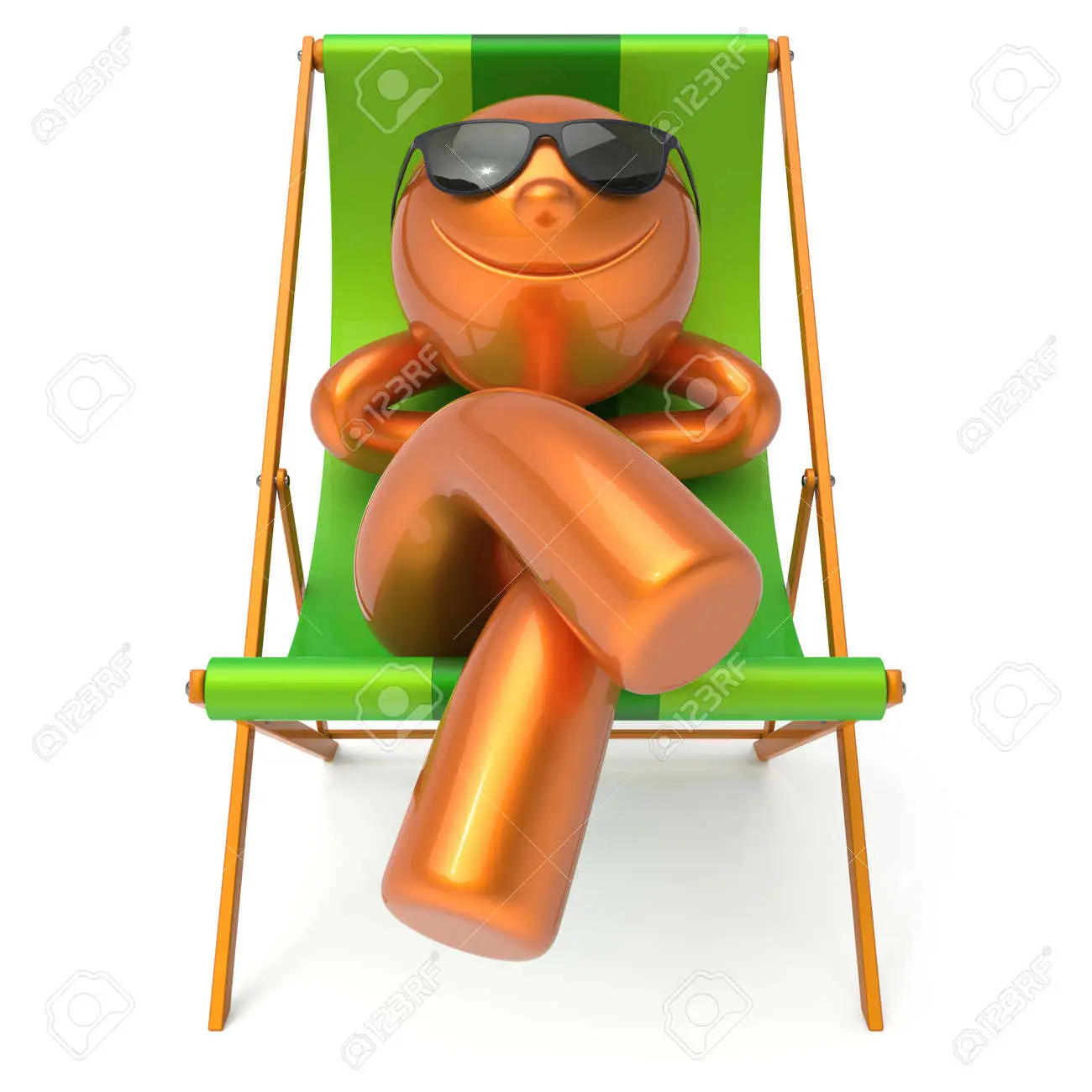 Man smiling beach deck chair sunglasses relaxing summer cartoon character chilling stylized person sun lounger tourist have fun sunbathe rest outdoor vacation lifestyle travel destination d render stock photo picture and royalty