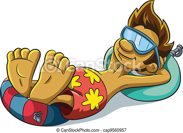 Relaxing summer cartoon illustration of relaxing summer man canstock