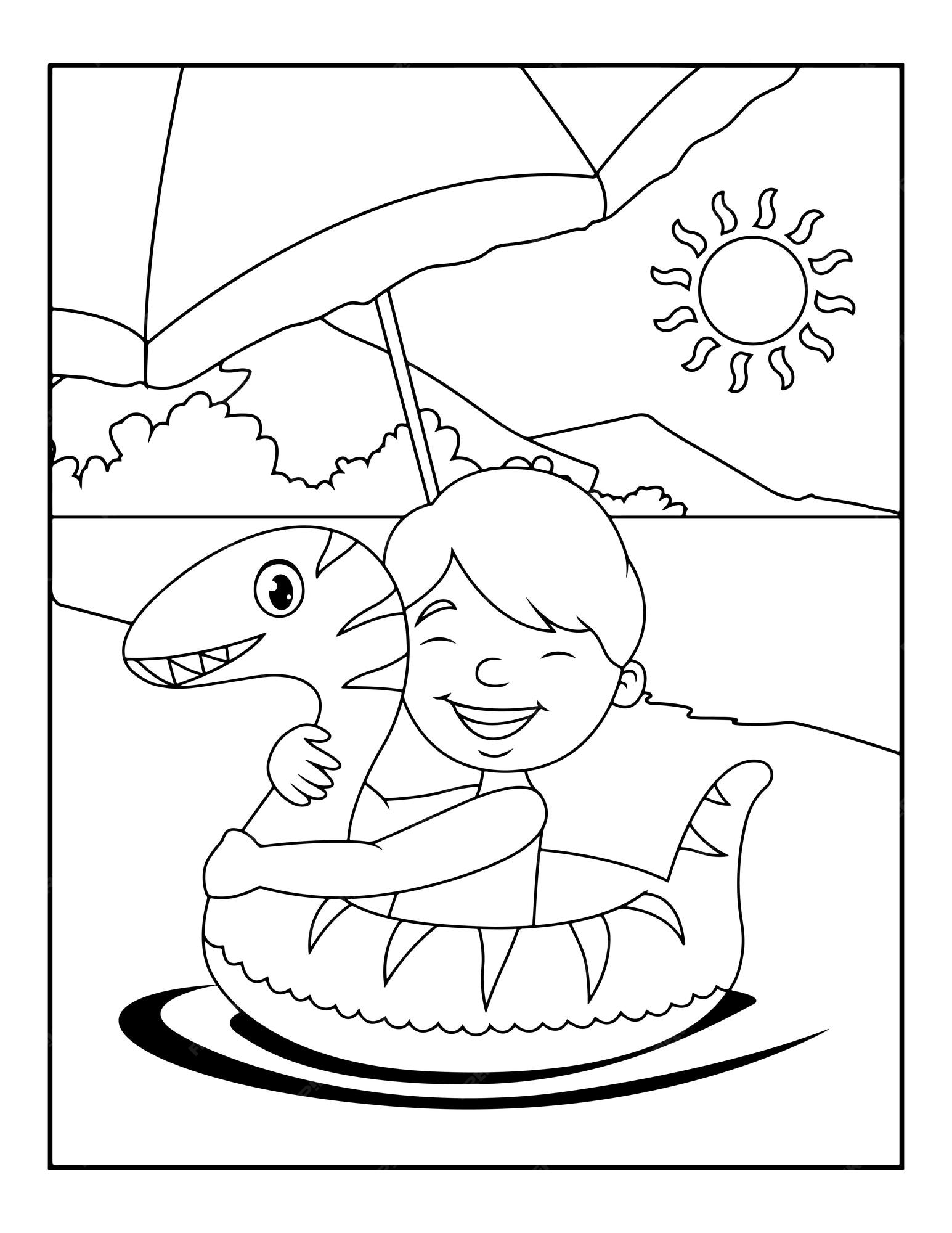 Premium vector summer activity coloring pages for kids hello summer coloring book for children