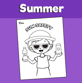 Summer sun safety coloring page â minutes of quality time