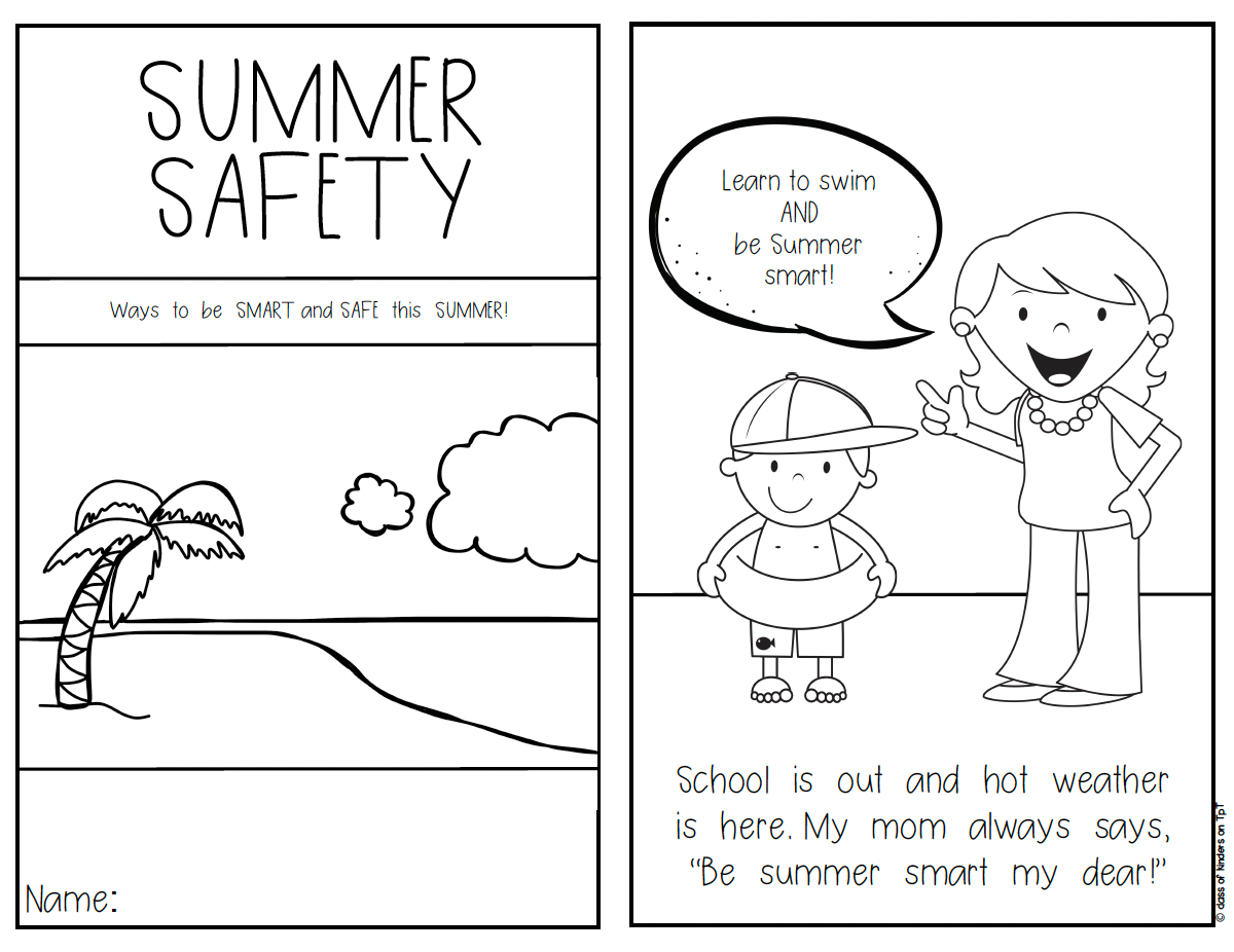 Summer safety reader for kindergarten first social studies â class of kinders