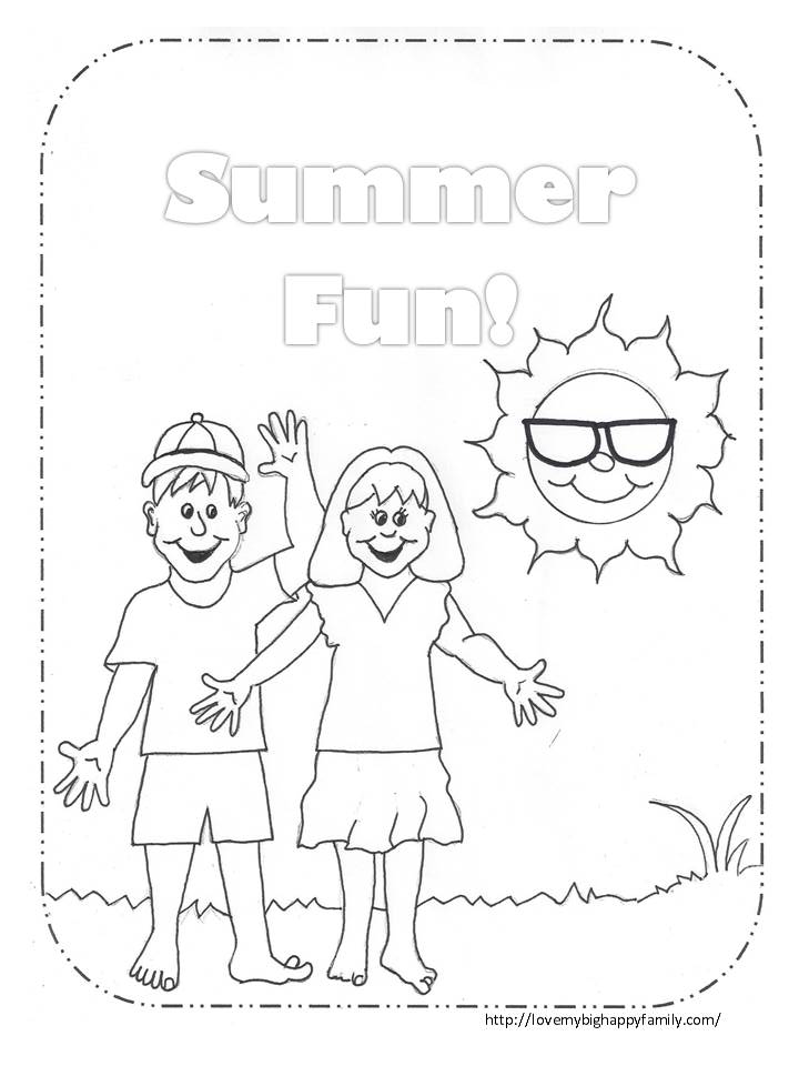 Summer fun coloring page love my big happy family