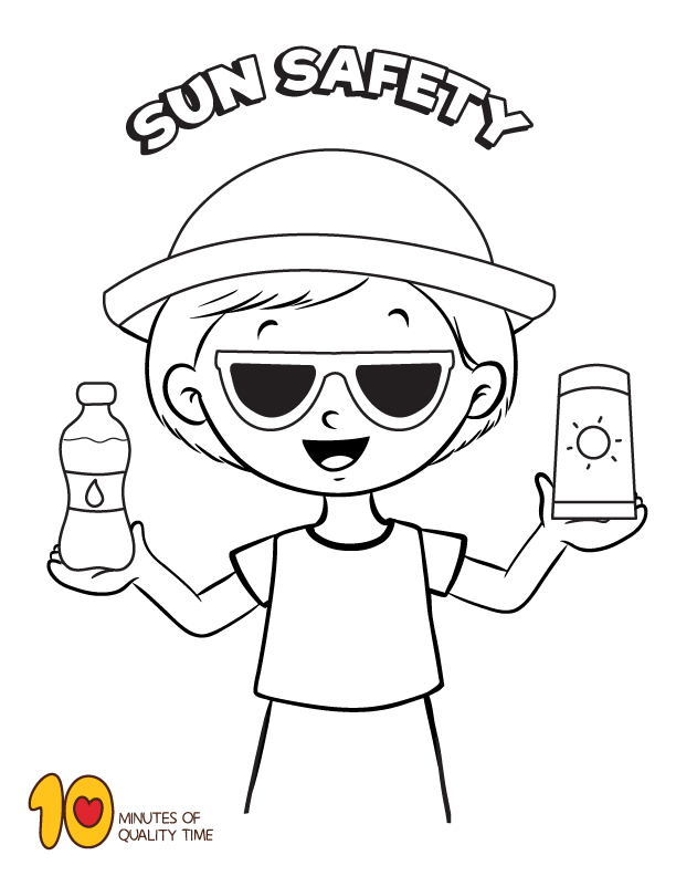 Sun safety coloring page preschool color activities coloring pages camping crafts for kids