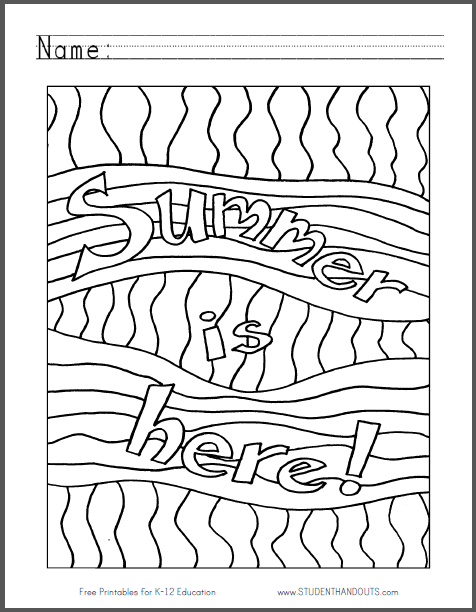 Summer is here coloring sheet student handouts