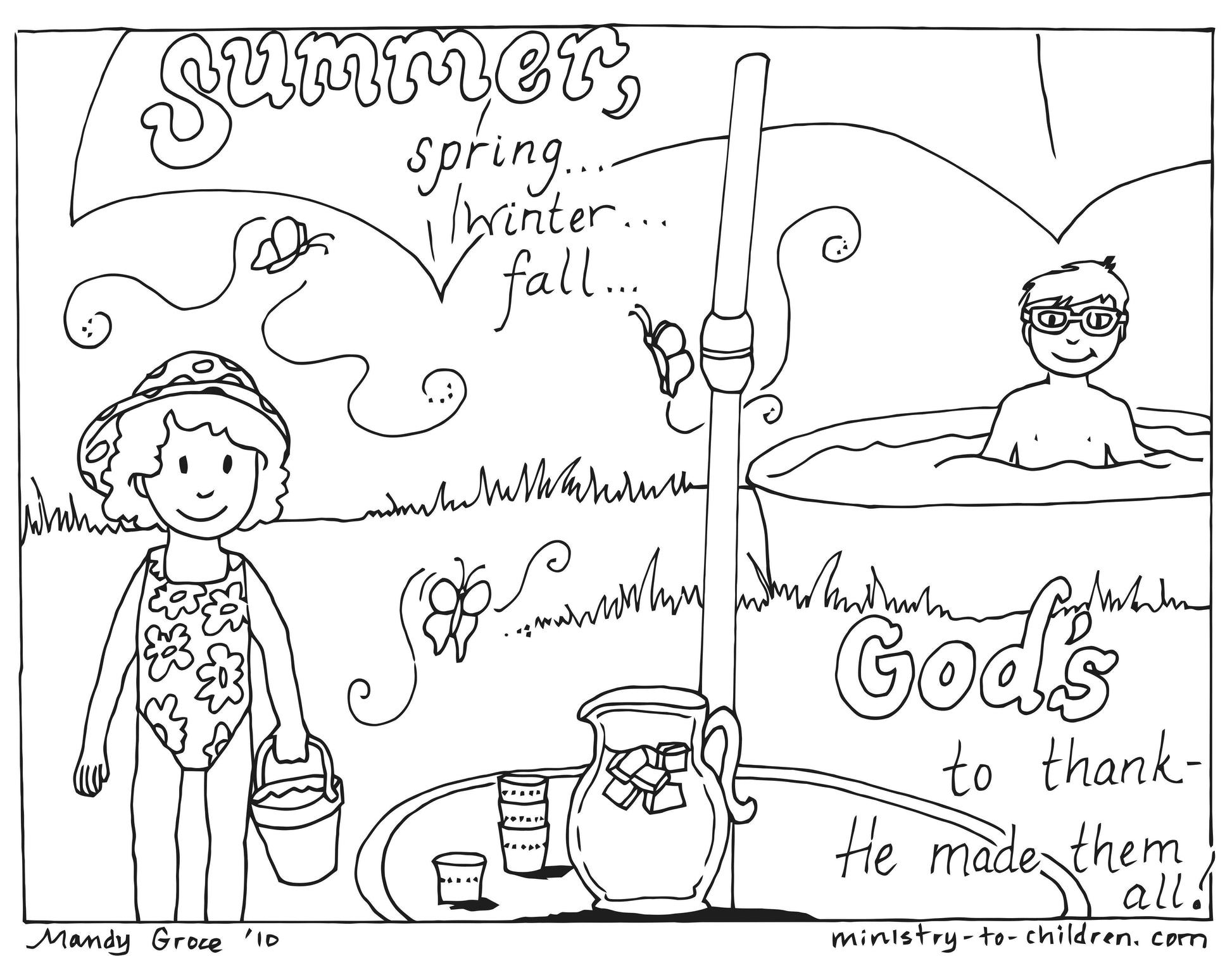 Summer coloring pages free pdf give god thanks for summertime