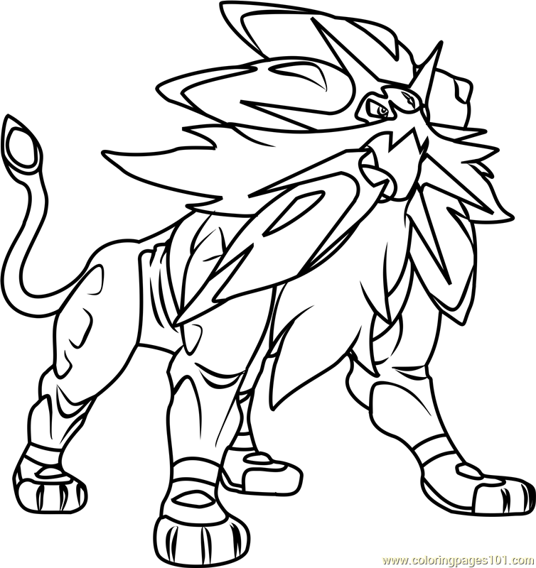 Solgaleo pokemon sun and moon coloring page for kids