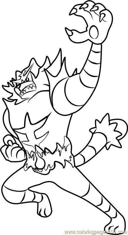 Incineroar pokemon sun and moon coloring page for kids