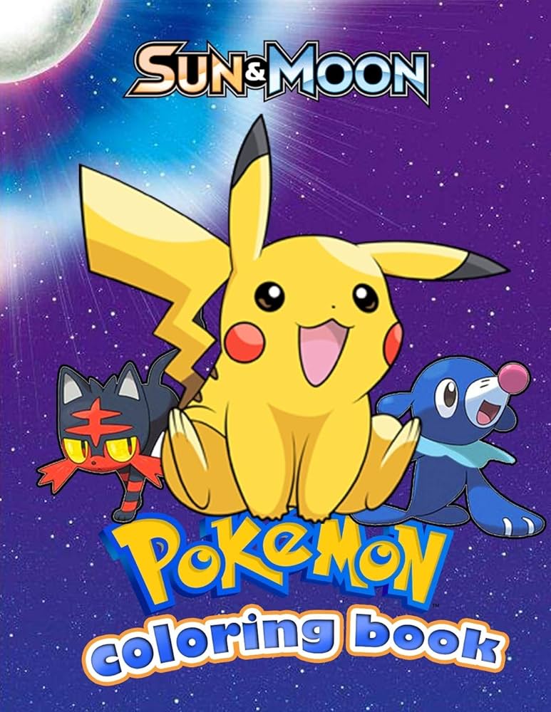 Sun moon pokemon coloring book for kids ages
