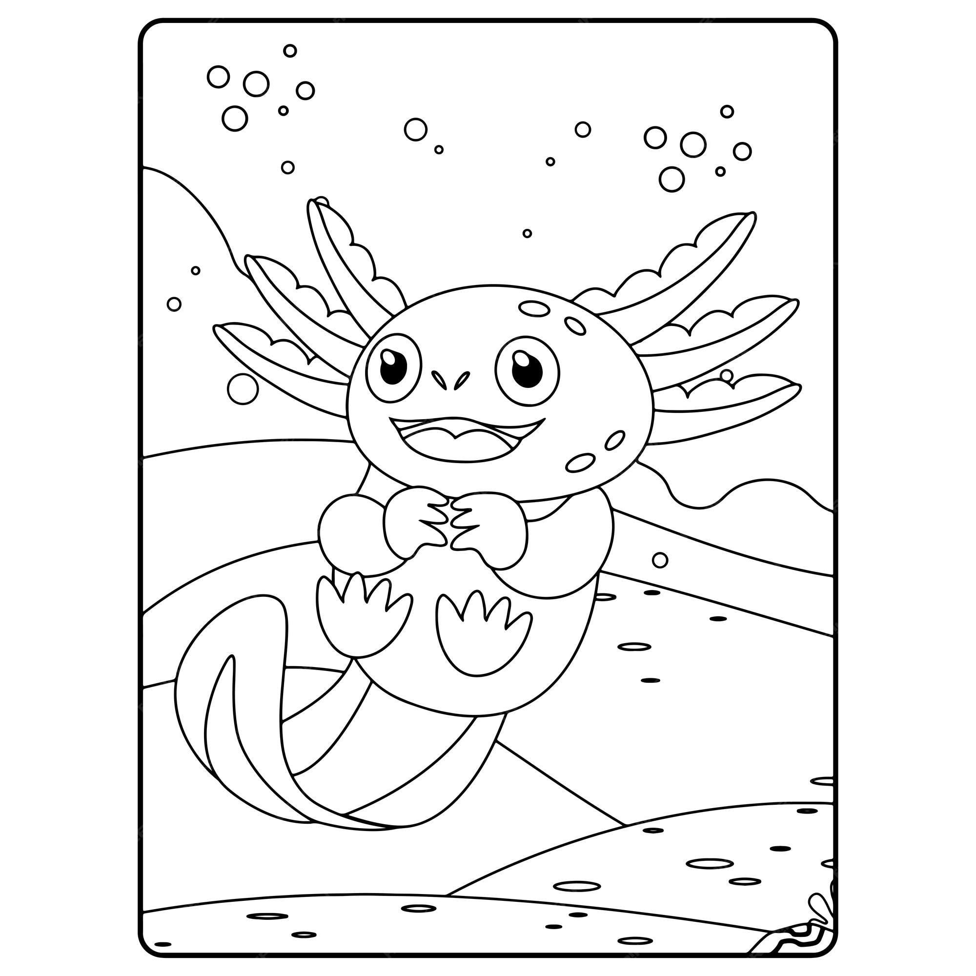 Premium vector axolotl coloring pages for kids