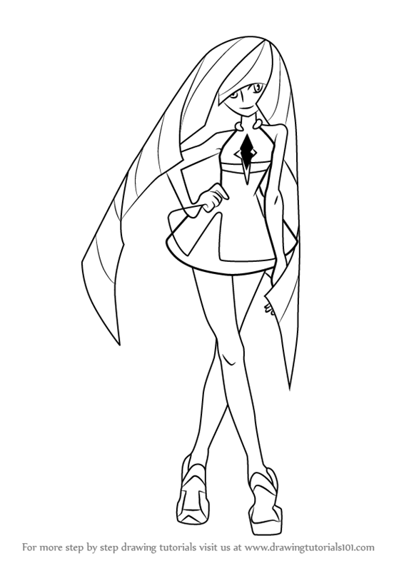 How to draw lusamine from pokemon sun and moon pokãmon sun and moon step by step