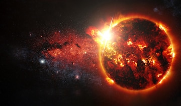 Premium photo sun on space background elements of this image furnished by nasa