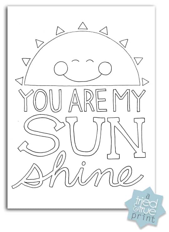 You are my sunshine free coloring prints