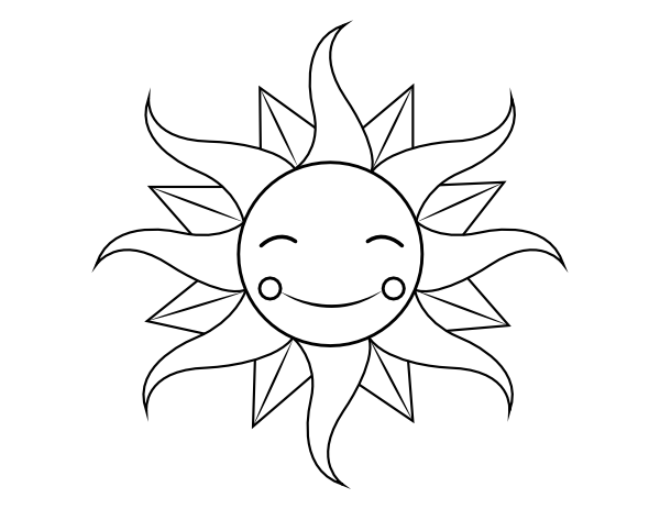 Printable happy sun coloring page