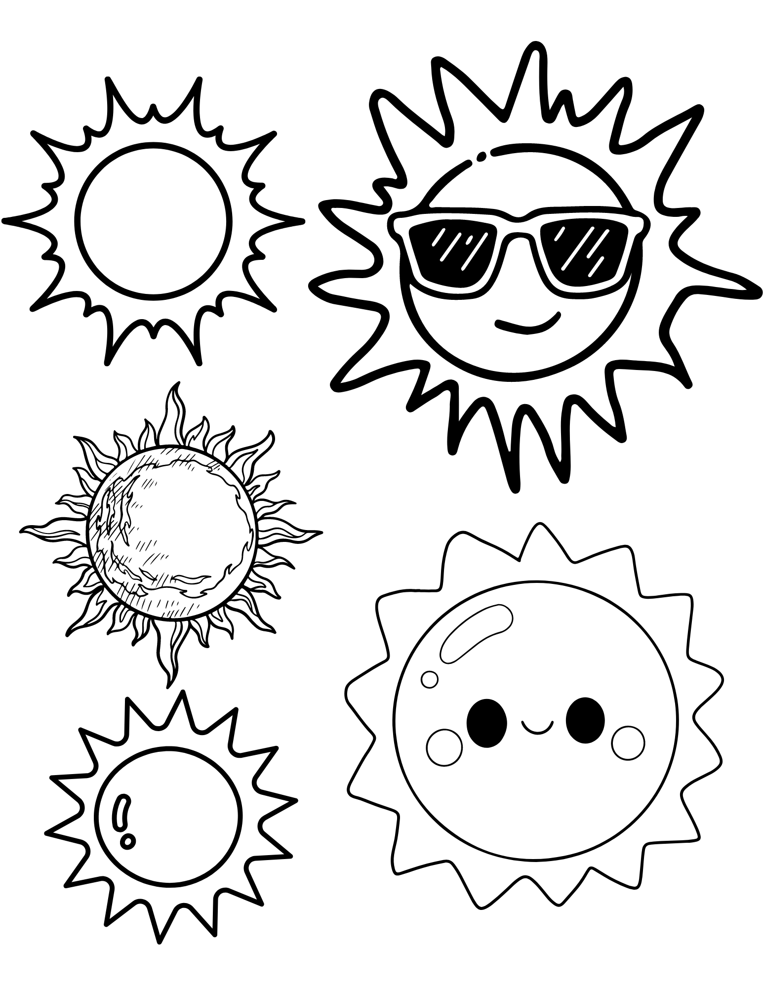 Free printable sun coloring pages for kids and adults