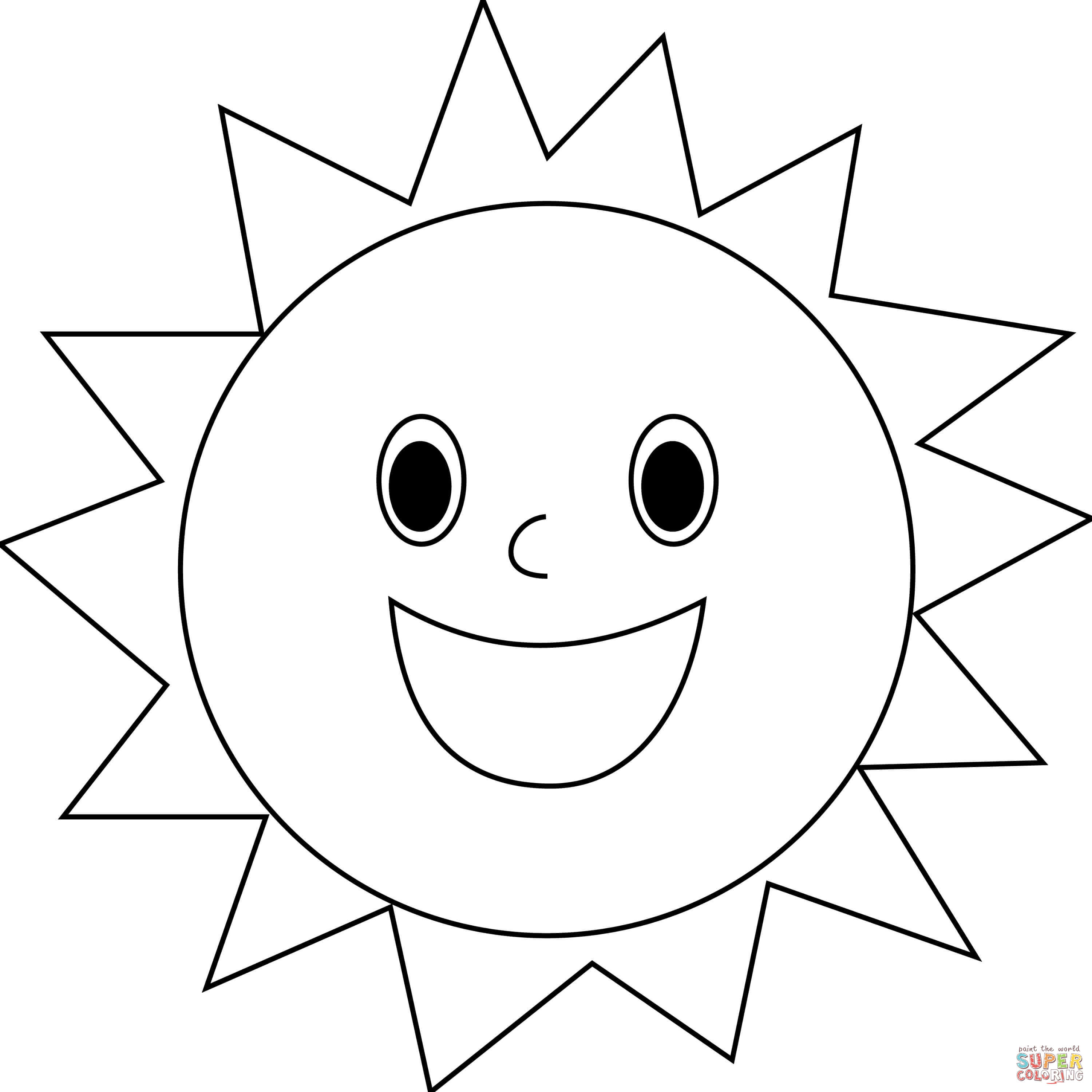 Smiling sun coloring page free printable coloring pages