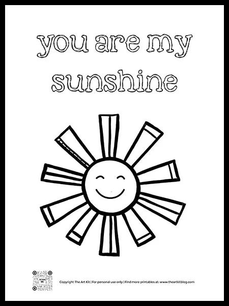 Free printable sun coloring page you are my sunshine â the art kit