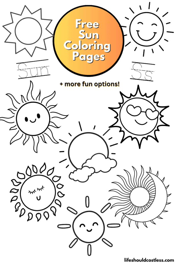 Sun coloring pages free printable pdf templates
