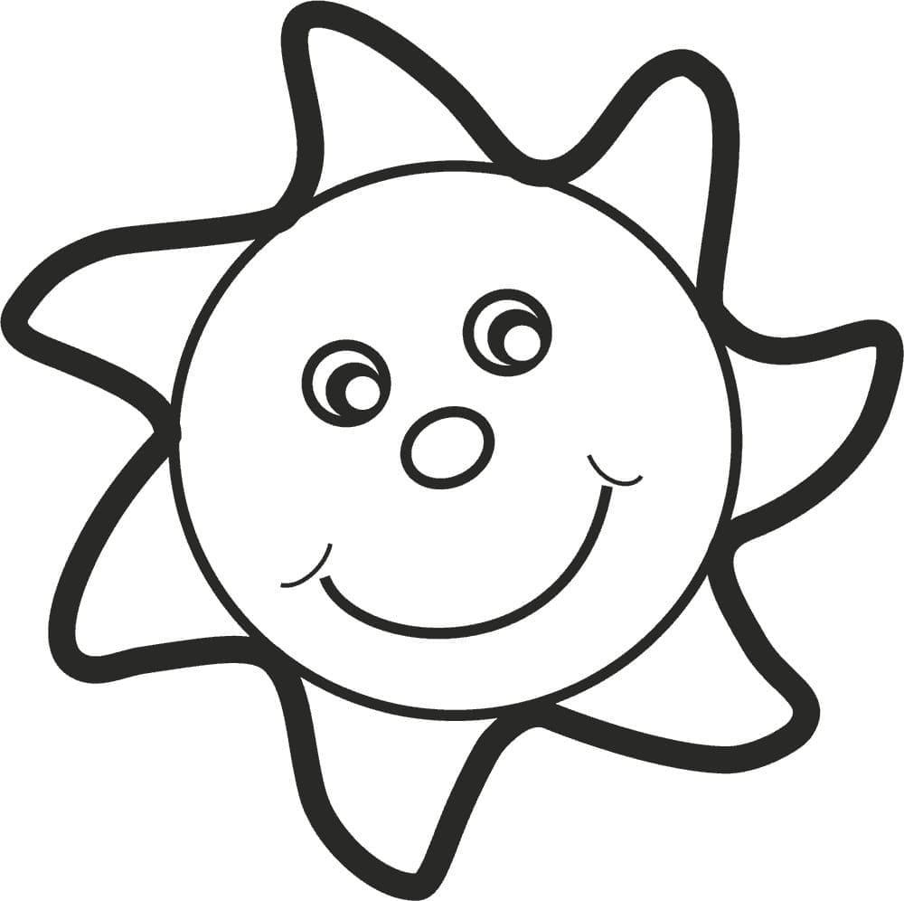 Cute sun for toddler coloring page