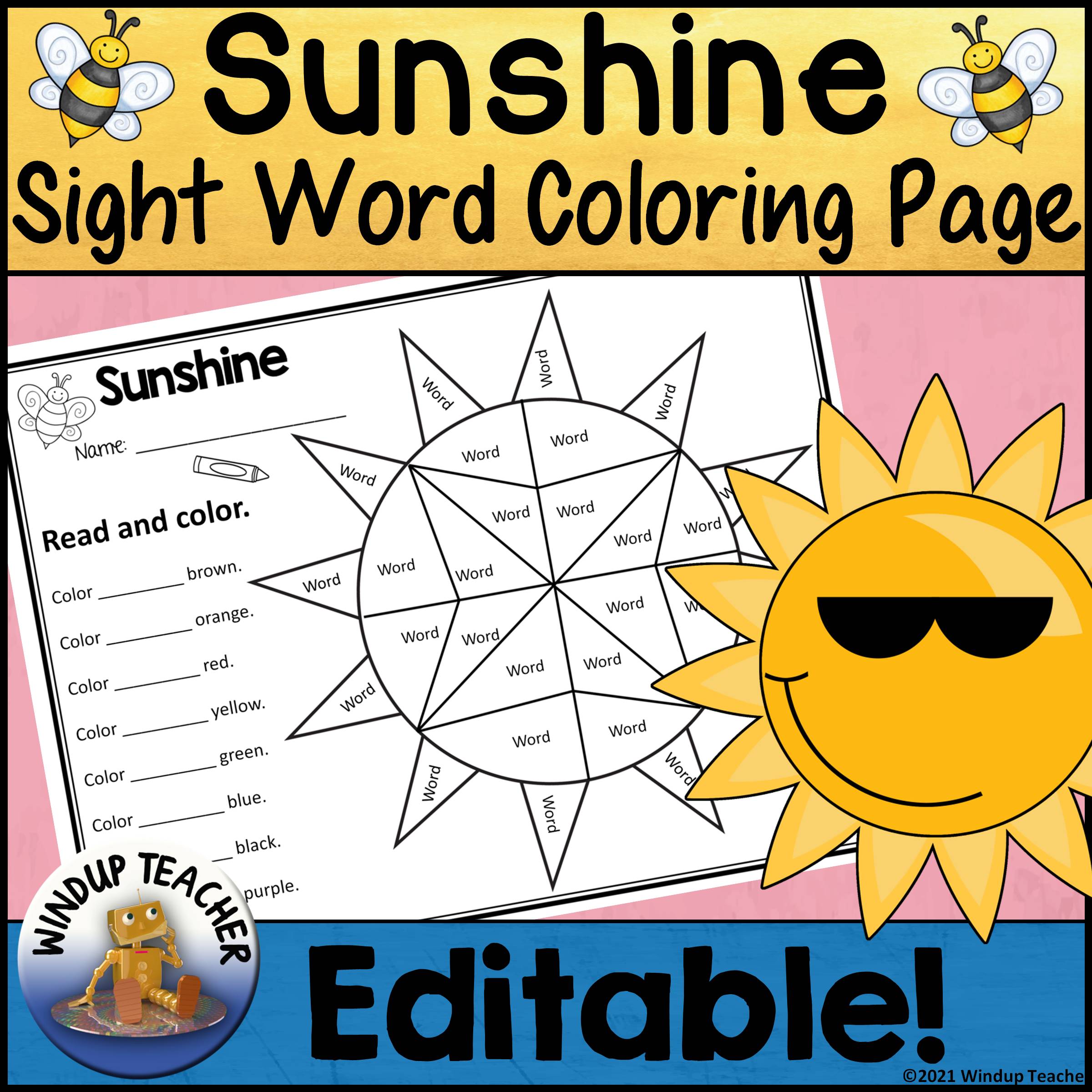 Spring color by sight word activity sheet