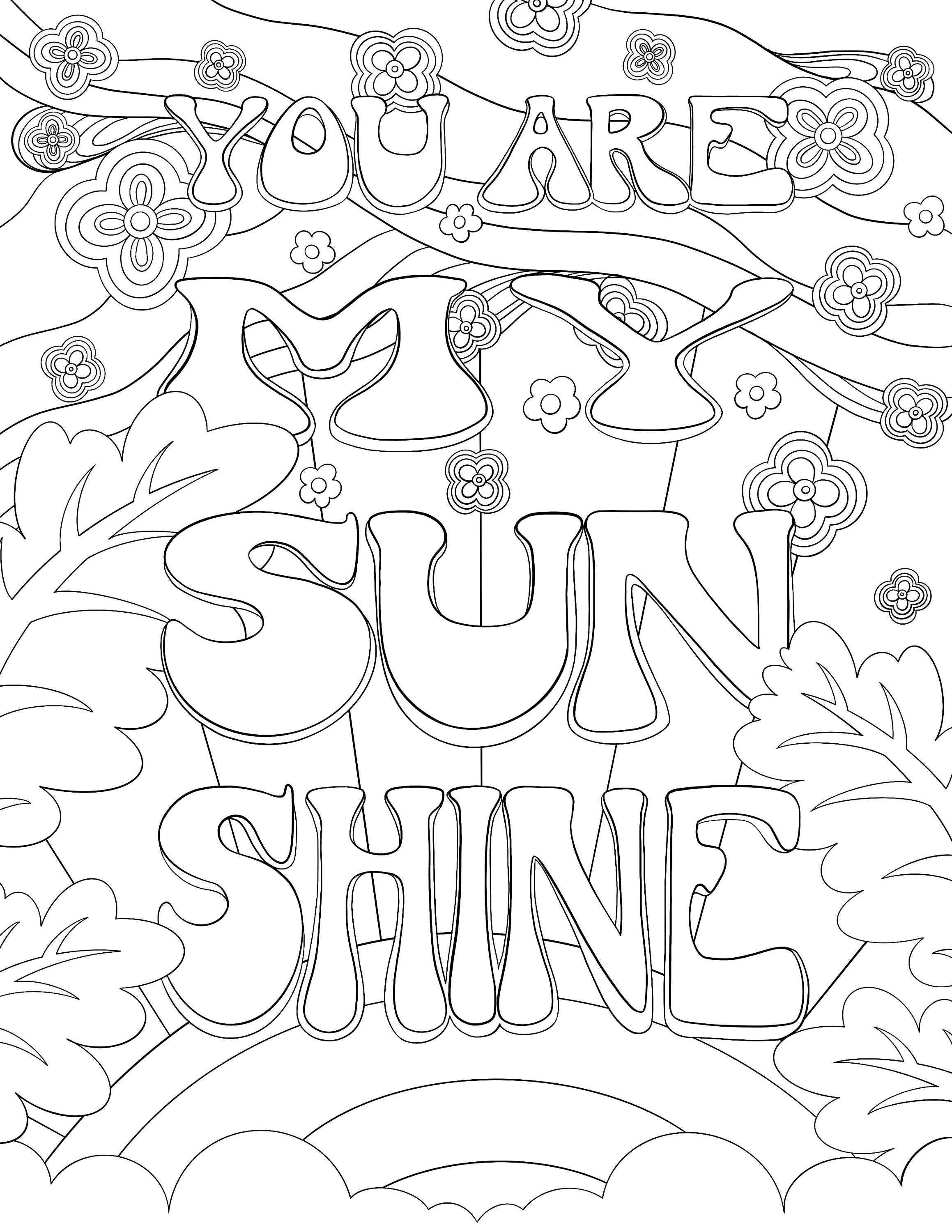 You are my sunshine printable coloring page for kids adults instant download instant download