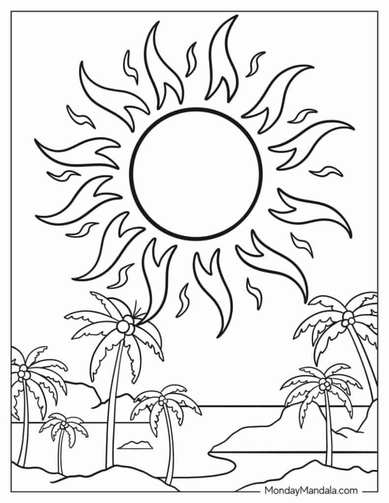 Sun coloring pages free pdf printables