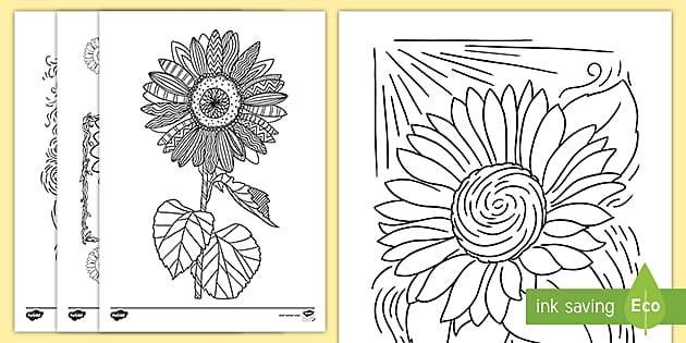 Sunflower louring free printable art therapy worksheets