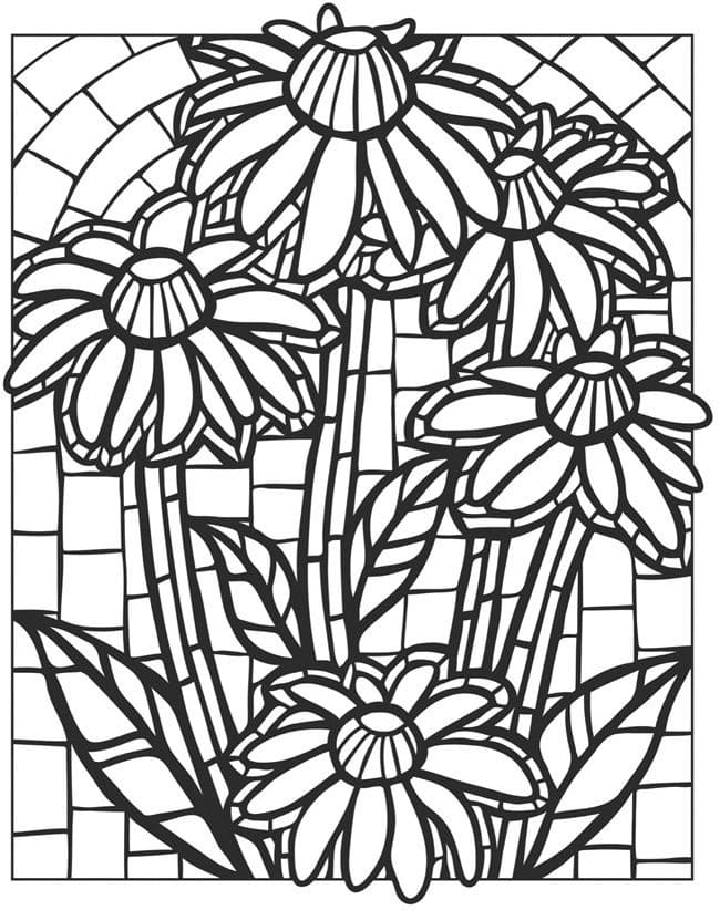Daisies stained glass coloring page