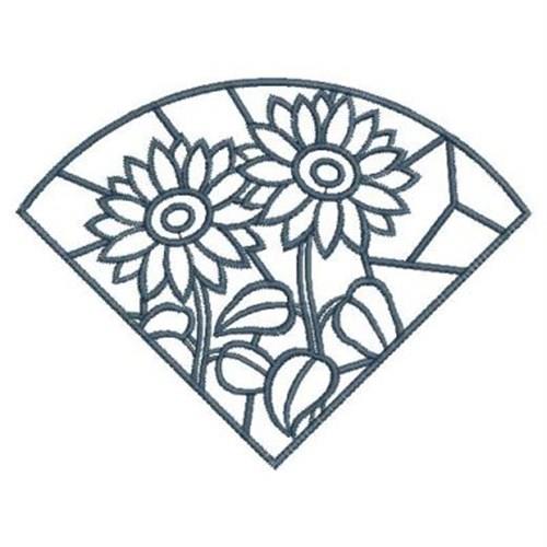 Stained glass sunflower embroidery design