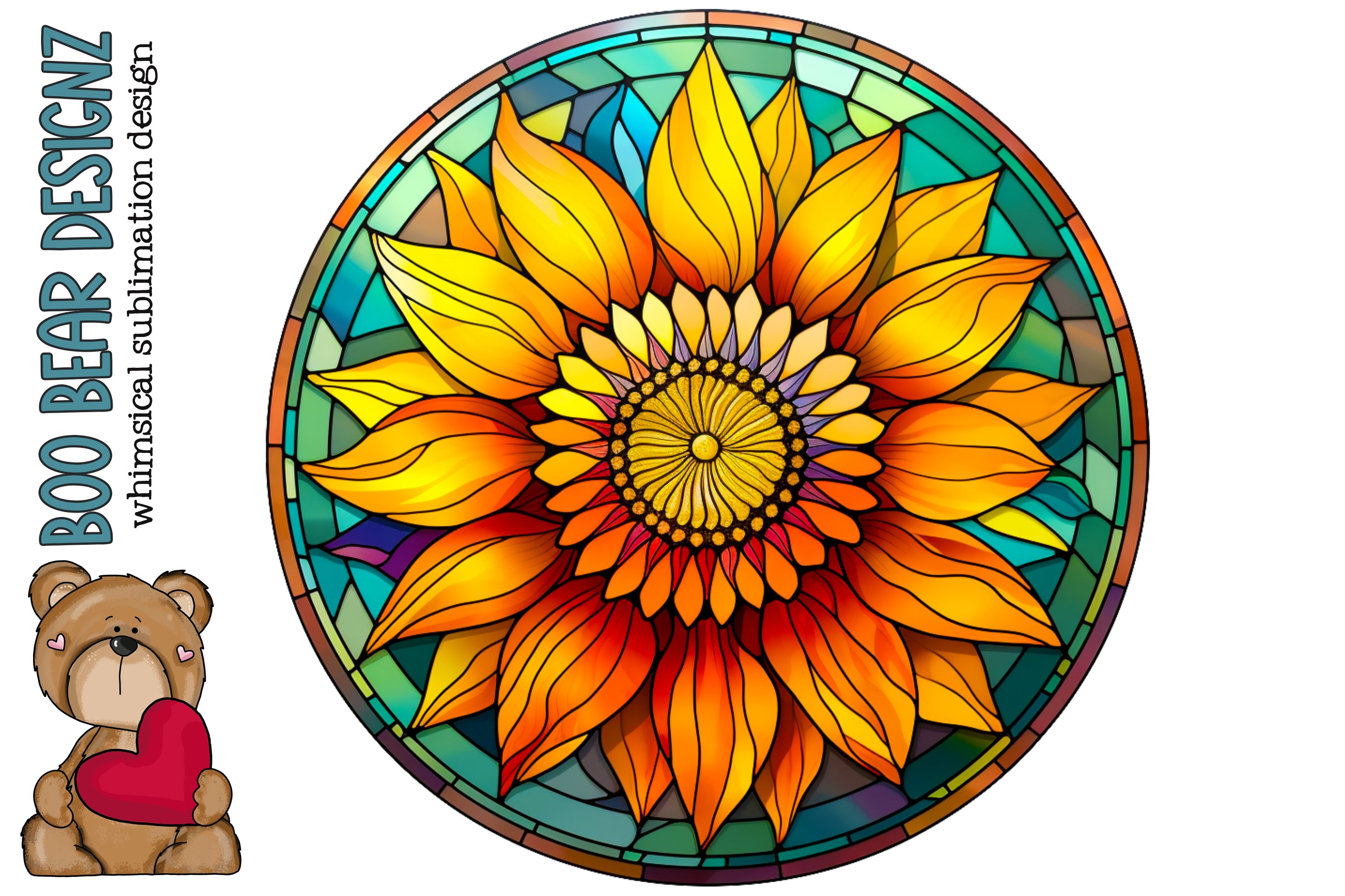 Stain glass sunflower sublimation design