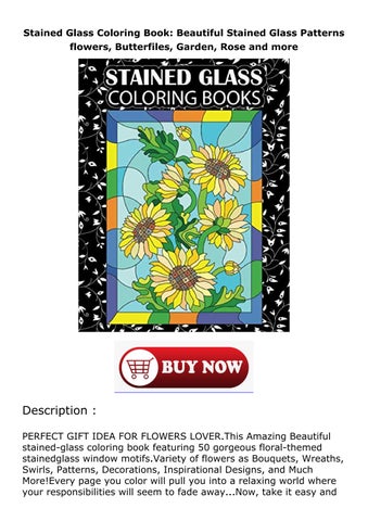 Get ïpdfï stained glass coloring book beautiful stained glass patterns flowers butterfiles gard by rebe margono