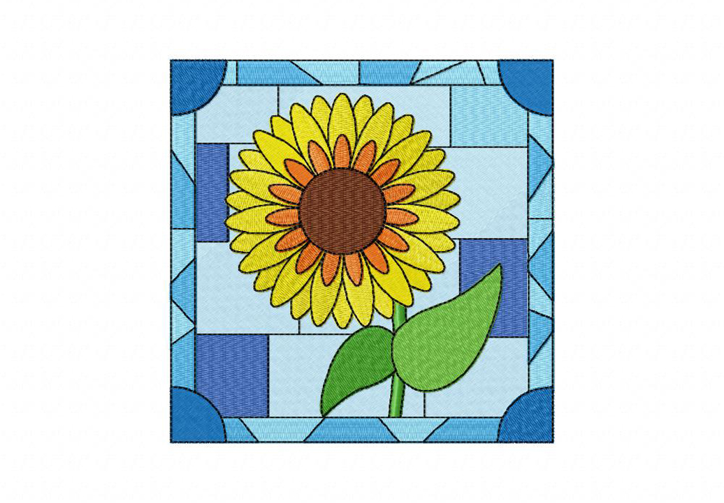 Stained glass sunflower machine embroidery design â daily embroidery