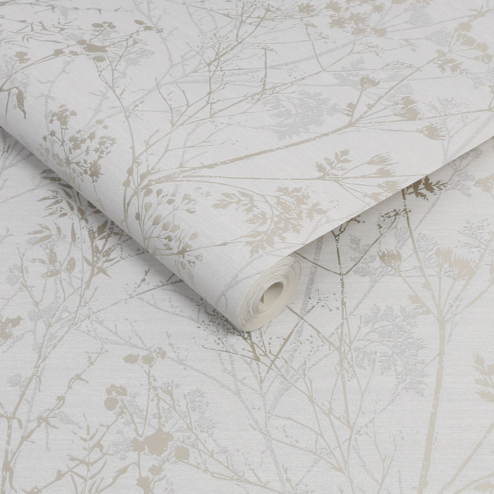 Superfres hedgerow grey rose gold wallpaper