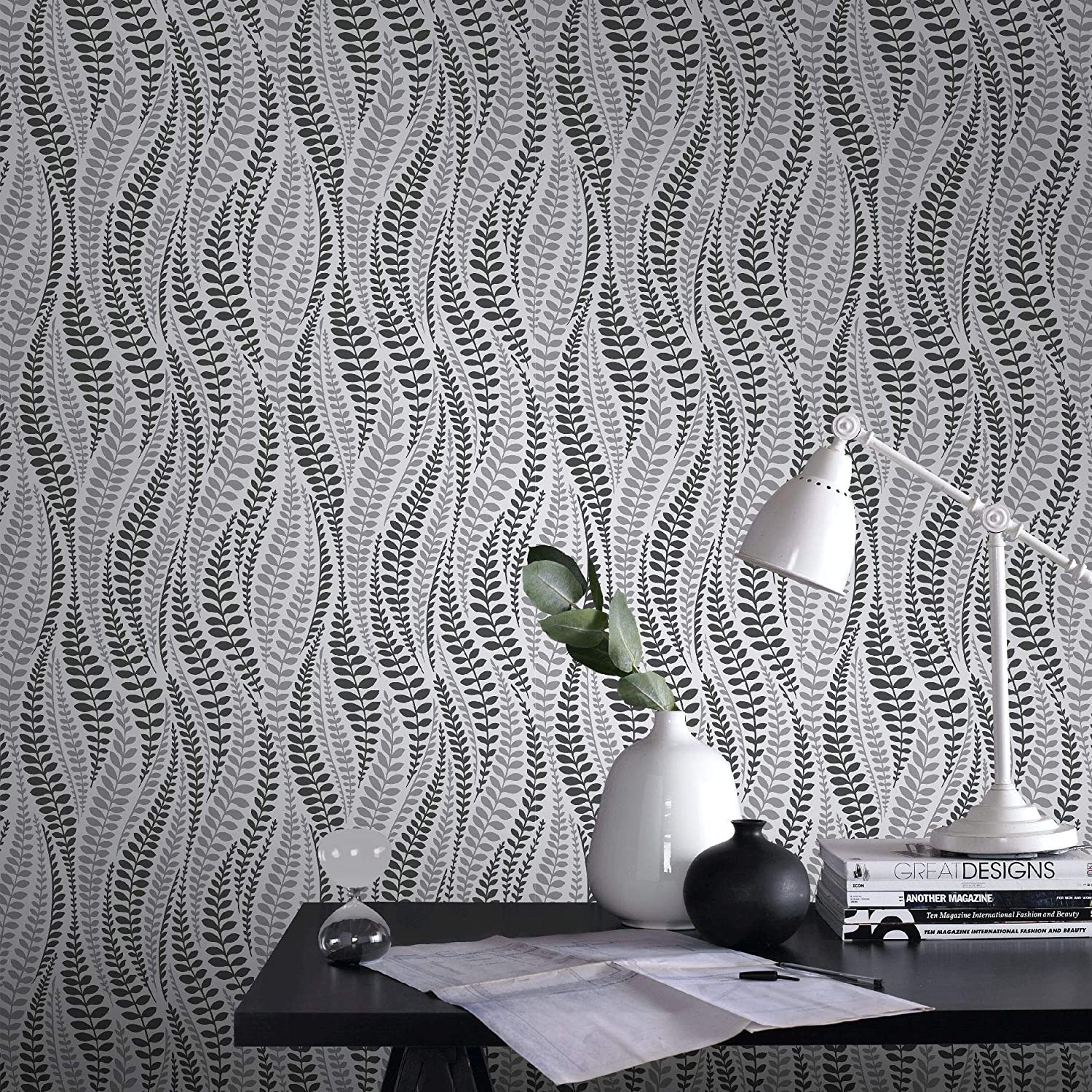 Superfres easy blacksilverwhite geneva geometric trail wallpaper diy tools