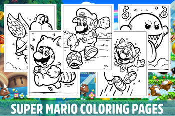 Super mario bros coloring pages for kids girls boys teens activity school