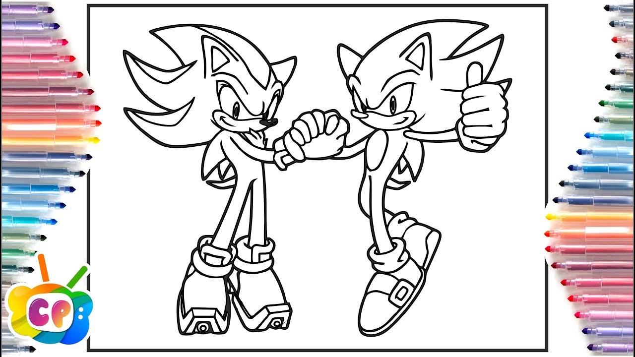 Super sonic super shadow coloring page sonic coloring pages cartoon