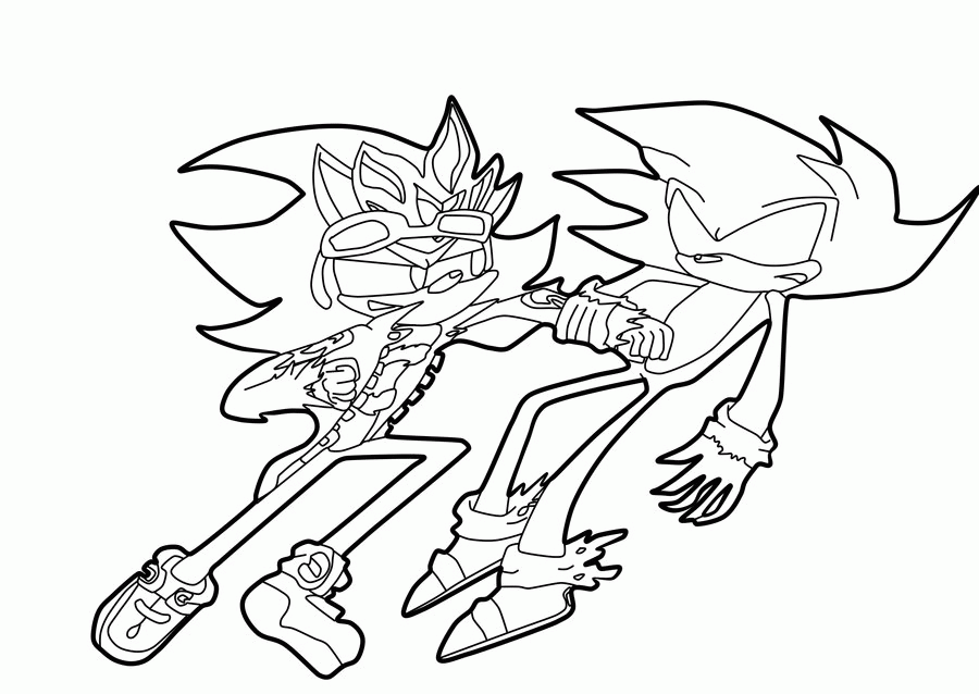 Super sonic shadow and silver coloring pages