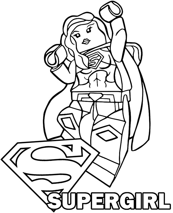 Lego supergirl minifigure coloring page